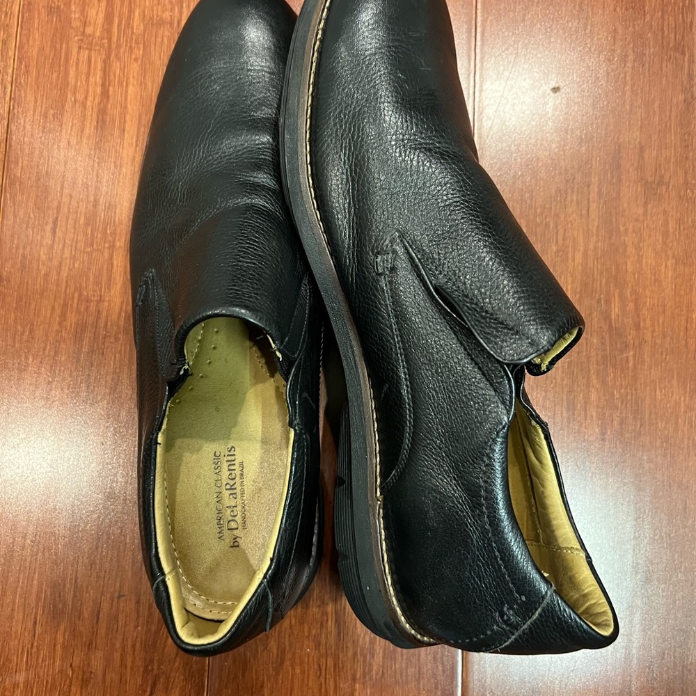 DelLaRentis Black Leather Men's Slip-On Loafers - Picture 6 of 10